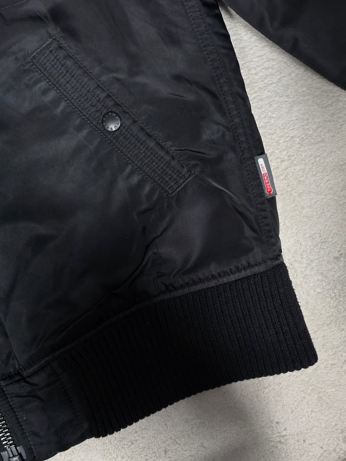 알파인더스트리 후드 MA-1 블랙 봄버 자켓 XL사이즈 상품이미지4