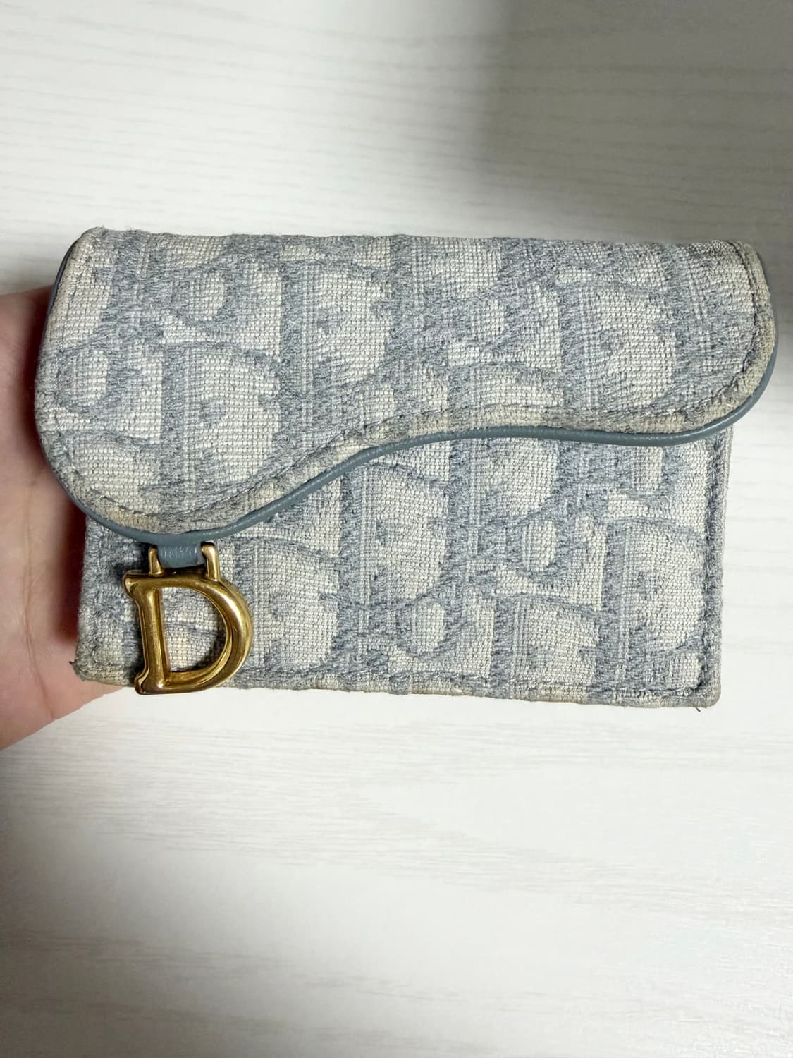 정품확실)디올 오블리크 카드지갑 새들 라이트그레이 판매 동전지갑 상품이미지1