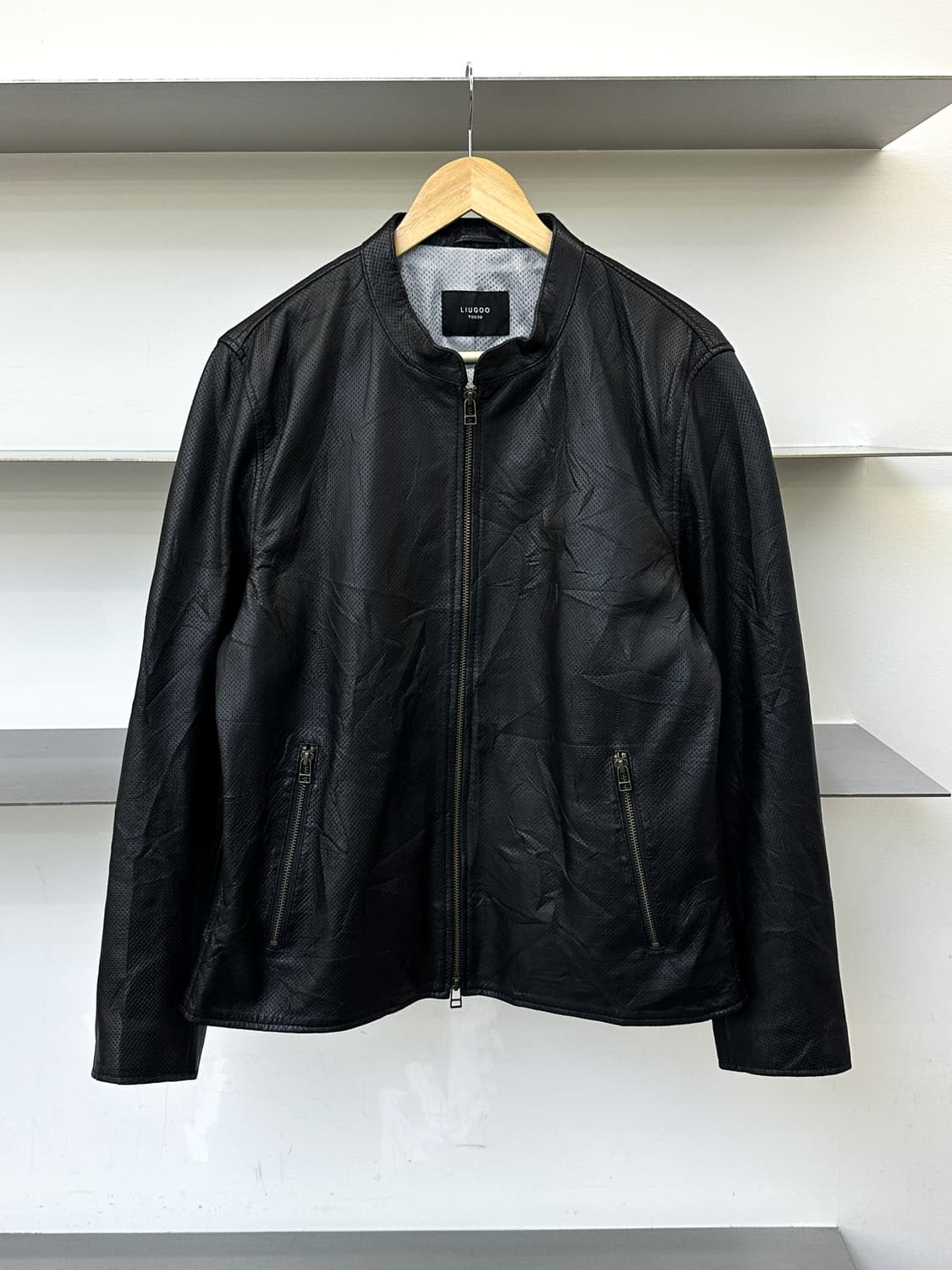 Liugoo Tokyo 메쉬드 펀칭 레더 자켓 상품이미지1
