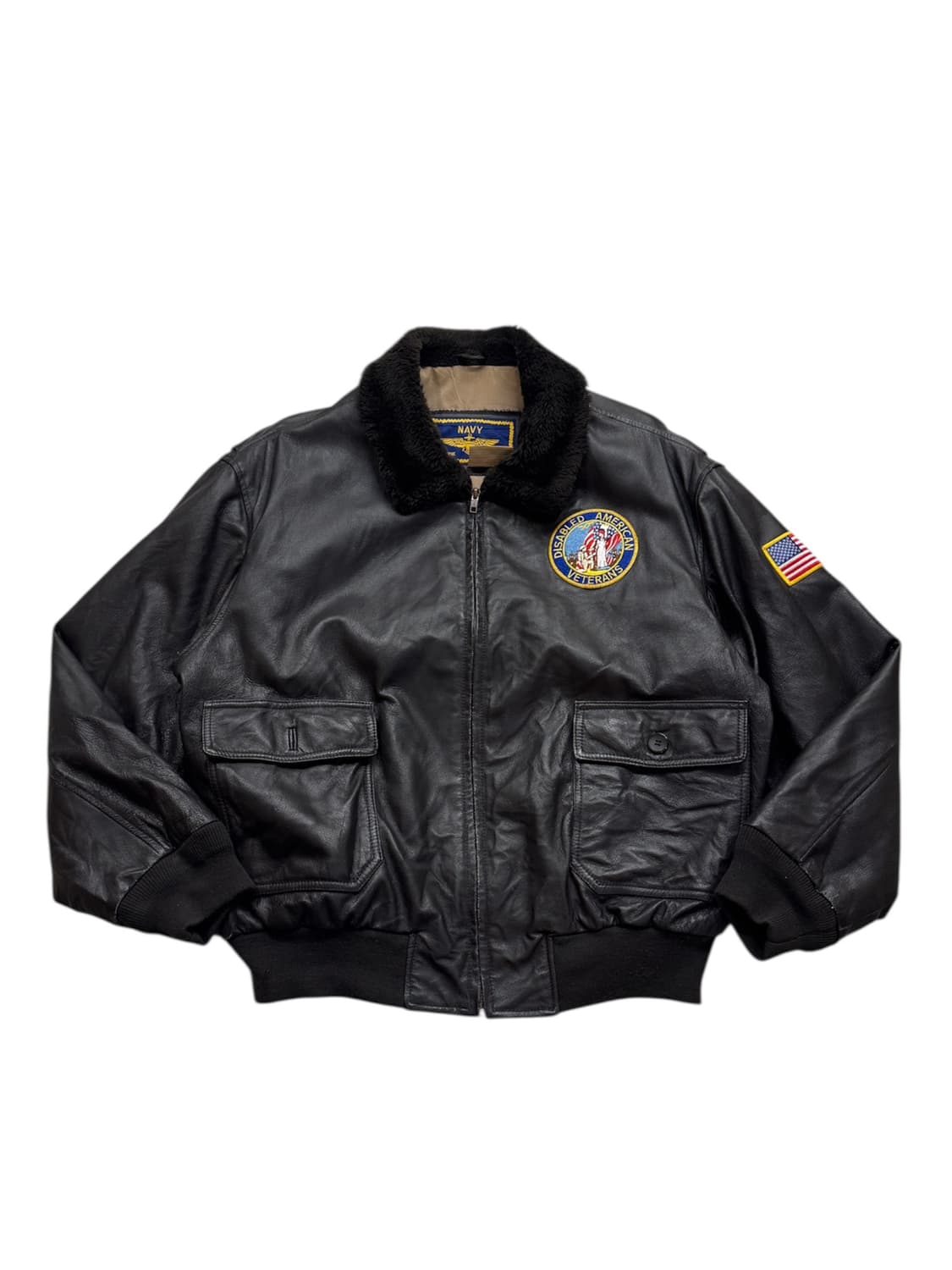 90s 에어본 NAVY G1 플라이트 레더자켓 상품이미지1