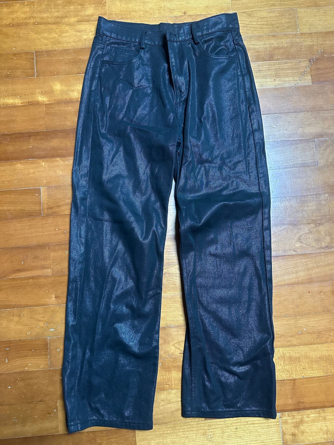 데꼬로소 녹스 레귤러 스트레이트 데님 팬츠 [코팅 블랙] 상품이미지1