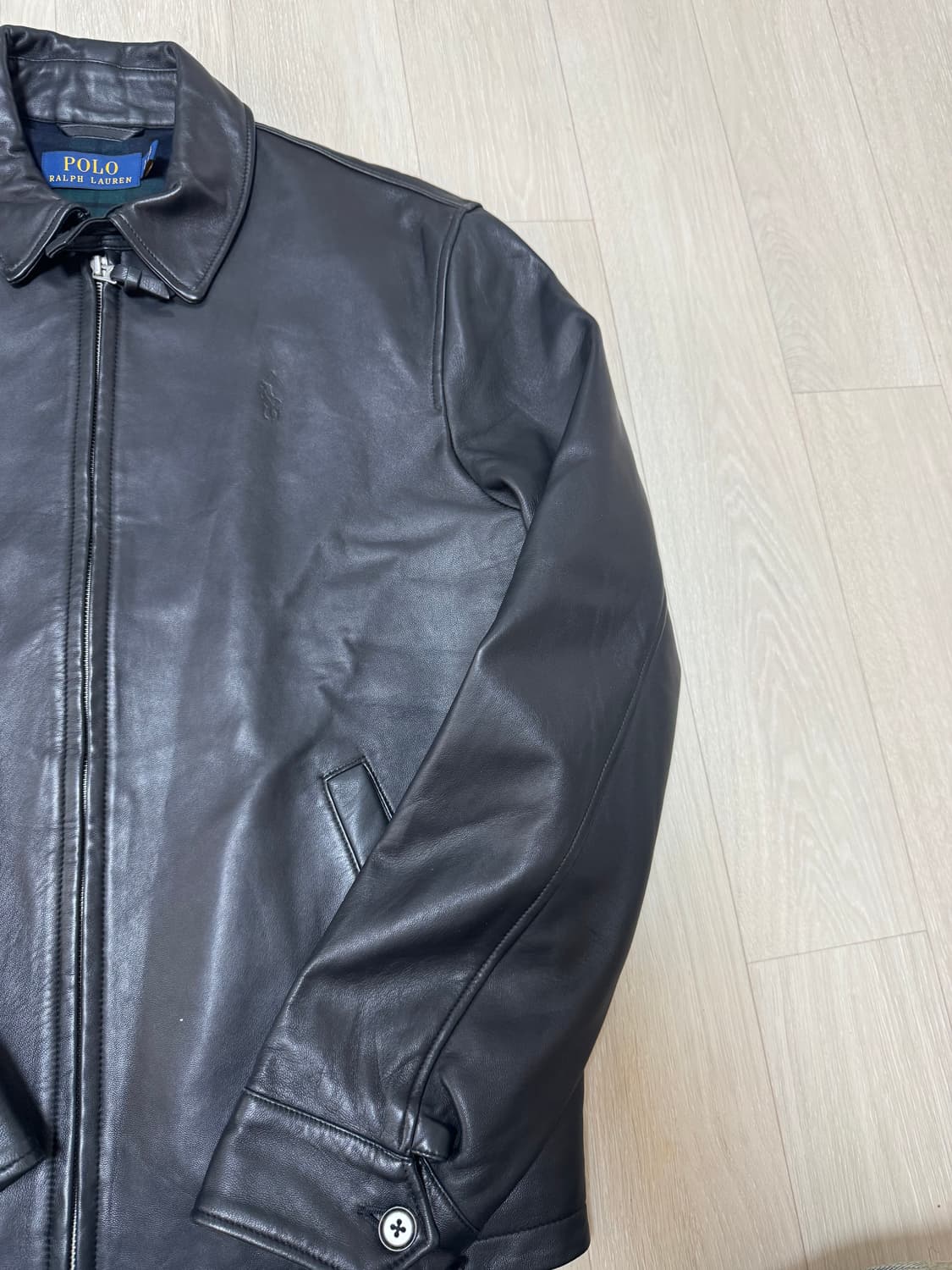 S 폴로 랄프로렌 맥스웰 램스킨 블랙 가죽 자켓 상품이미지4