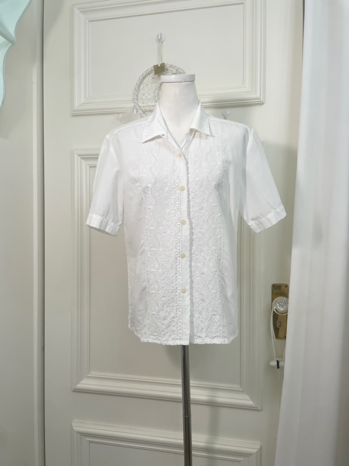 white lace embroidery cotton summer blou 상품이미지1