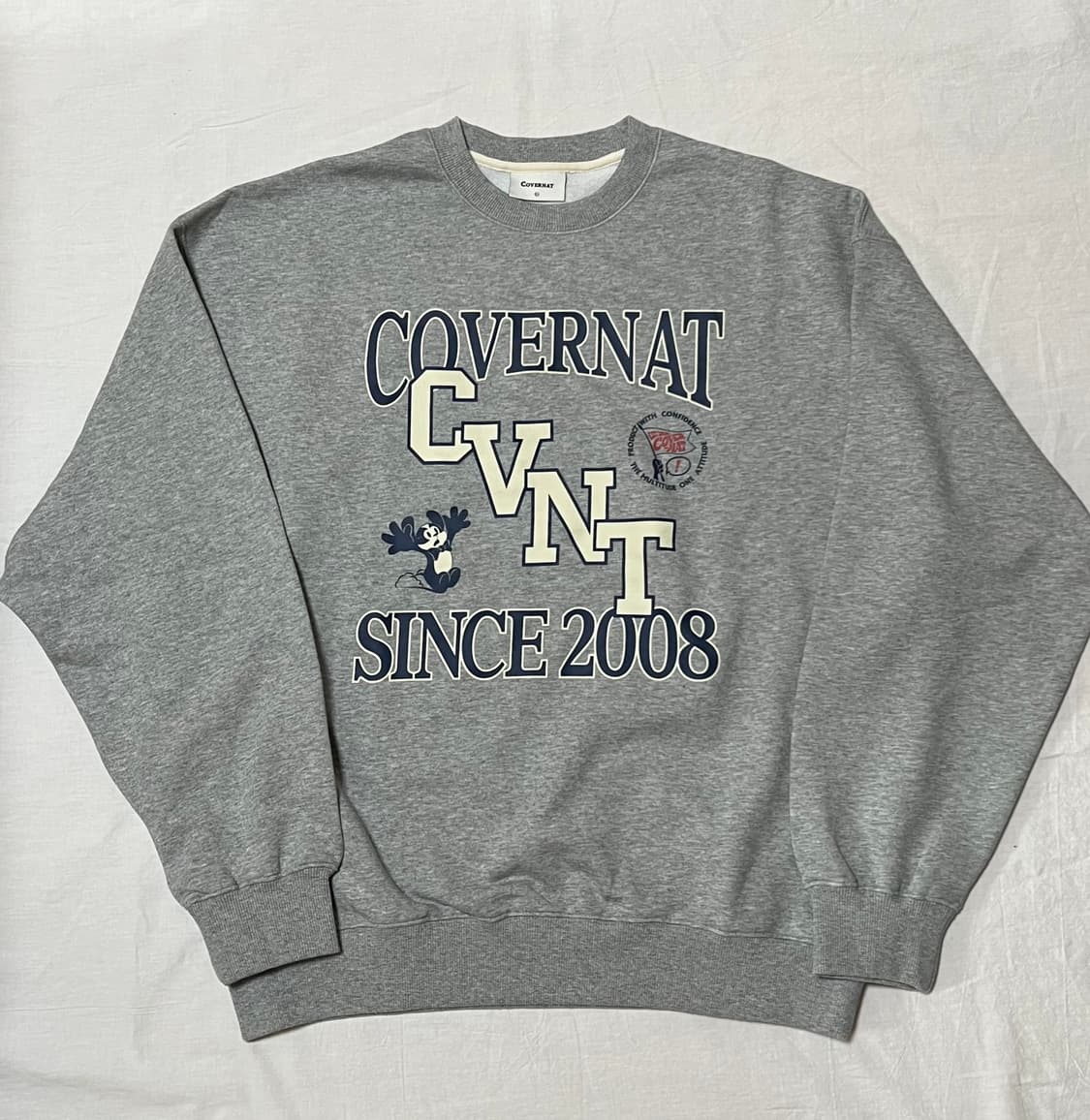 [새상품] L) 커버낫 CVNT 그래픽 맨투맨 멜란지 그레이 상품이미지4