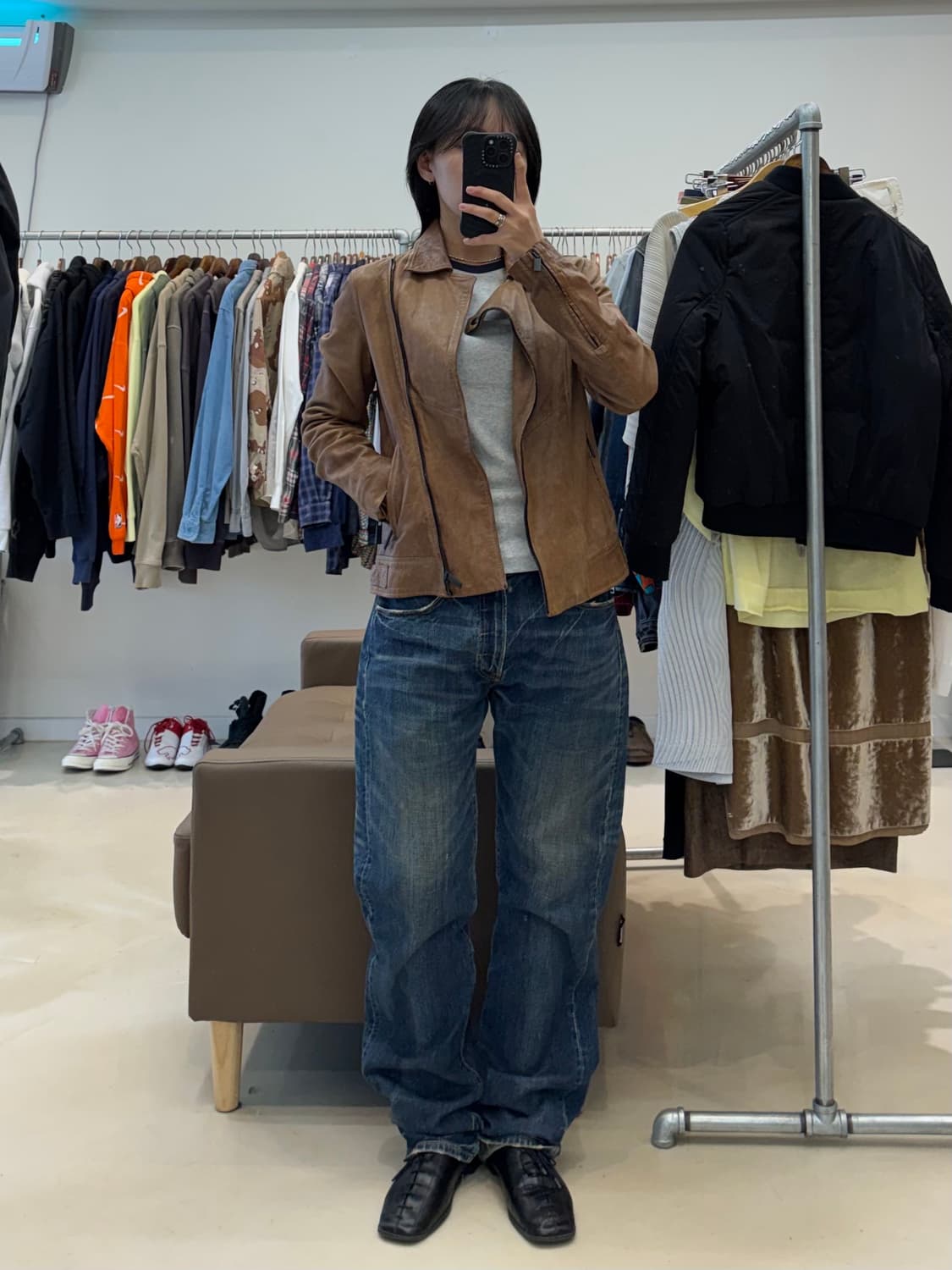 캘빈클라인진스 사선 지퍼 가죽자켓 상품이미지9