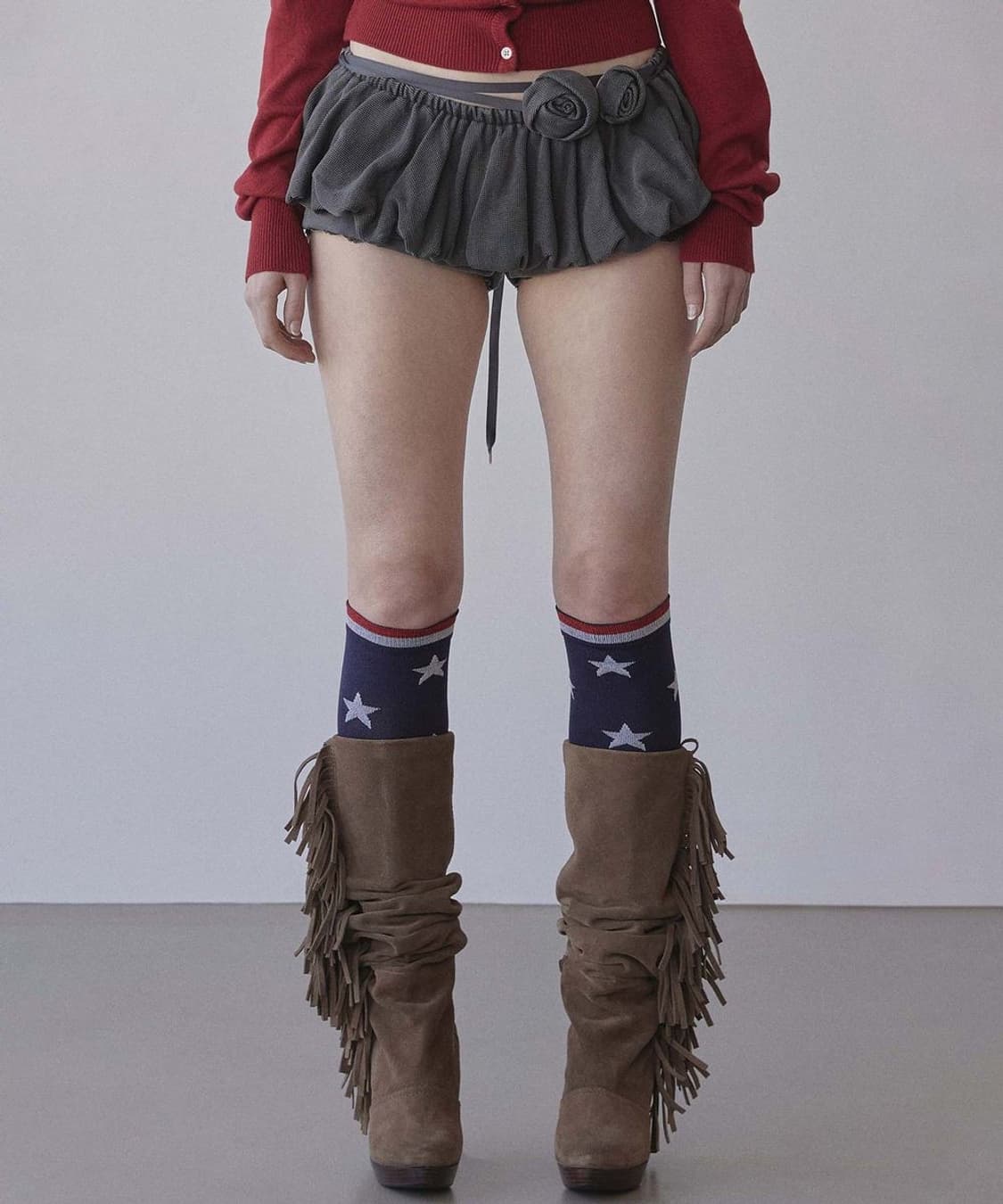 워시드 로즈 블루머 스커트팬츠 차콜 상품이미지3