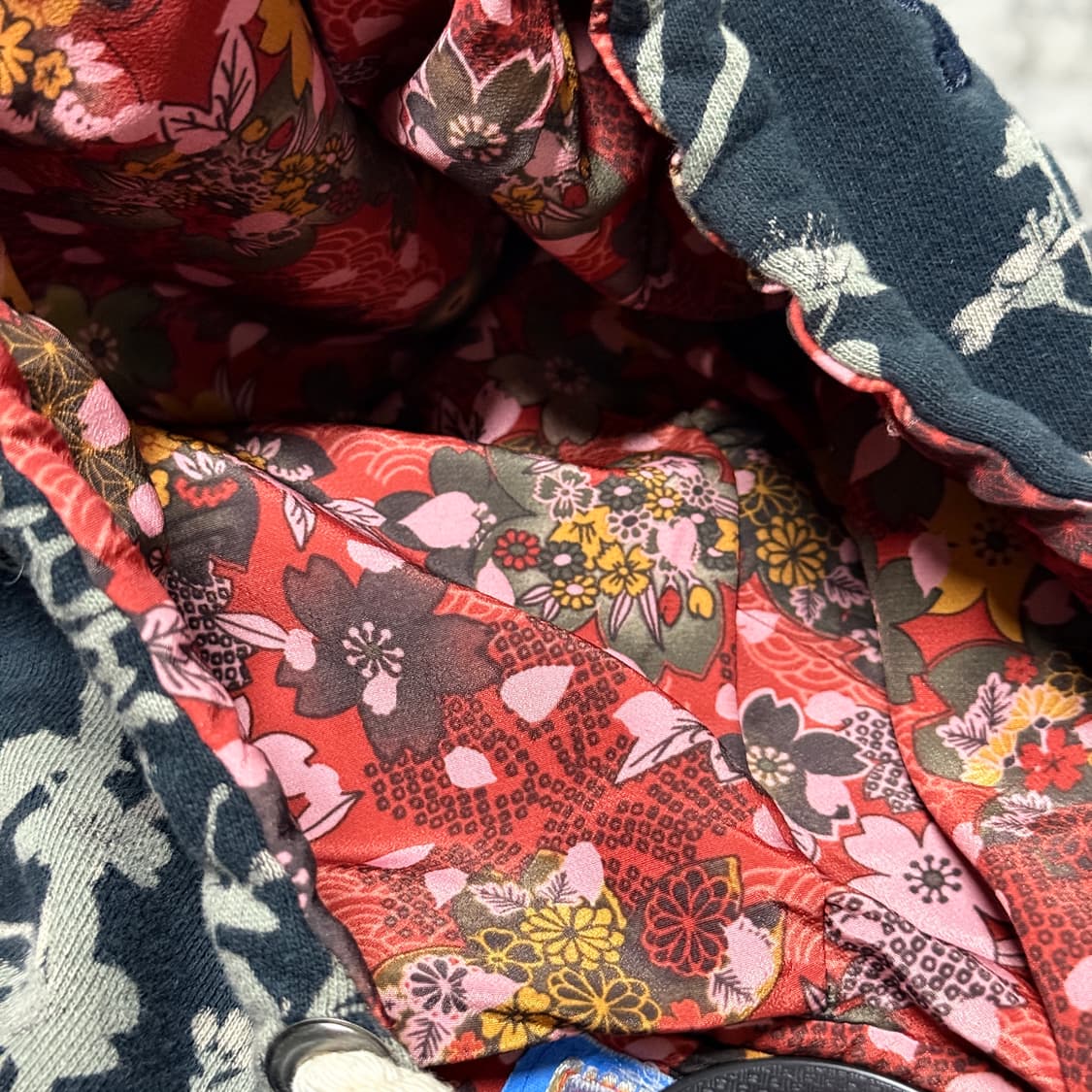 VTG 빈티지 재패니즈 오리엔탈 동양풍 풀 패턴 스트링 디테일 집업 후디 상품이미지5