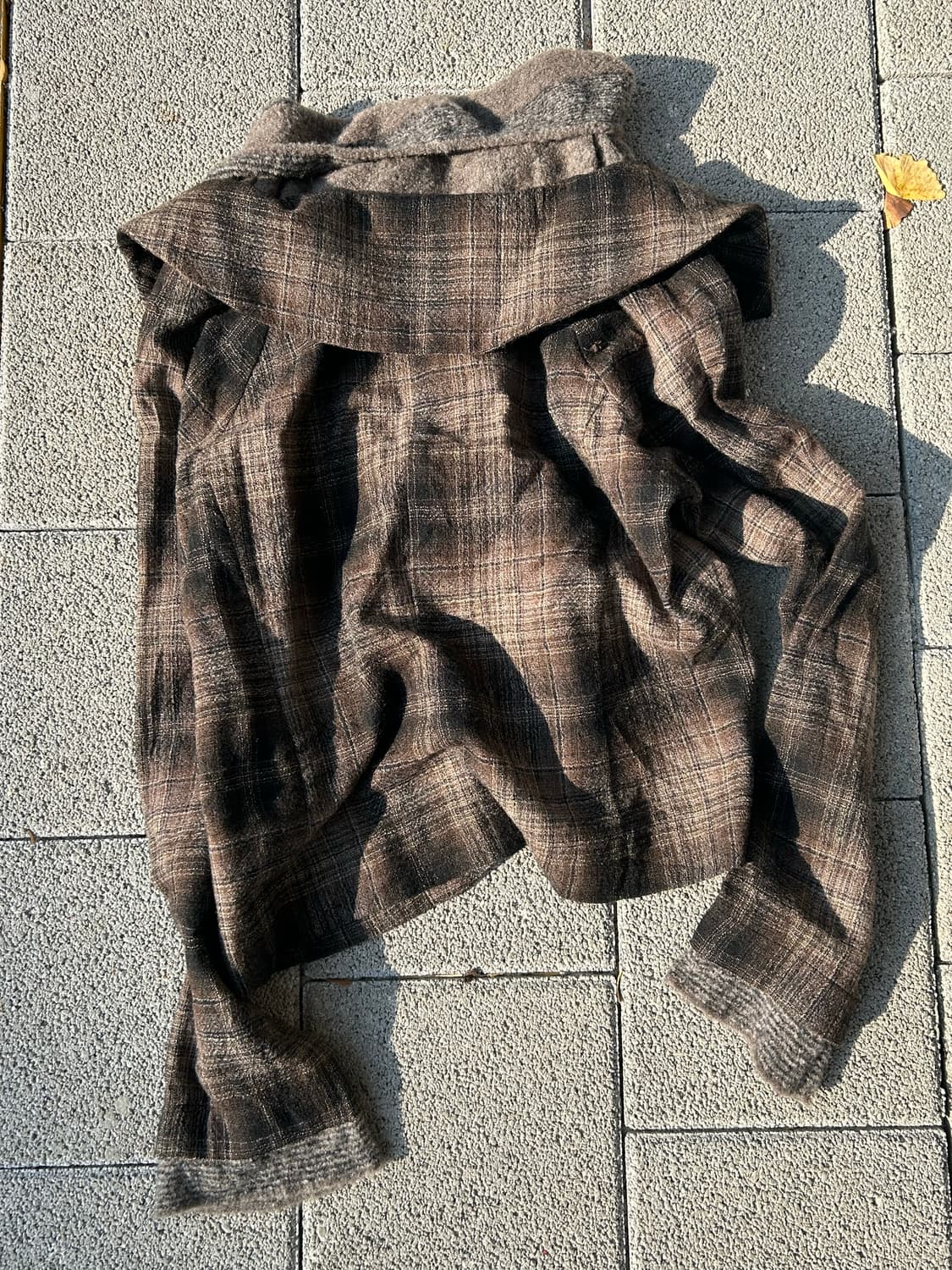 2000s JPN 니혼진 체크 니트 레이어드 셔츠 상품이미지2