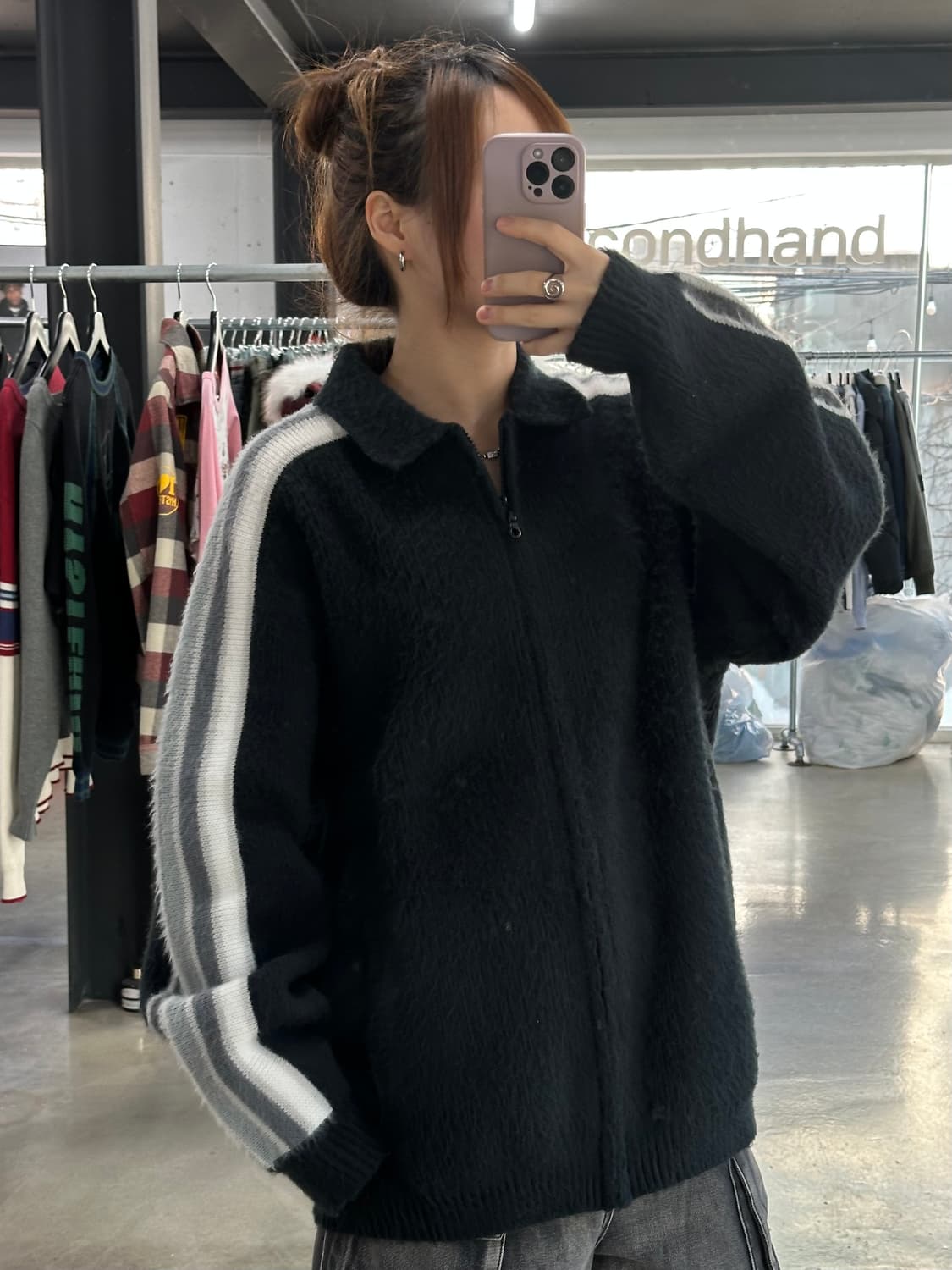 슈프림 백 넥로고 슬리브 스트라이프 스웨터집업 상품이미지4