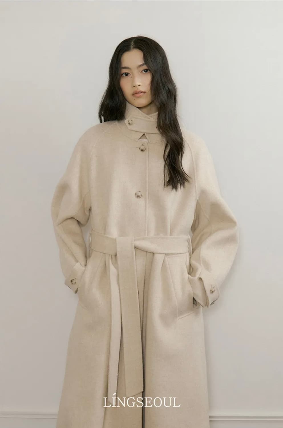 링서울 핸드메이드 울 트렌치 코트 옐로우베이지 상품이미지1