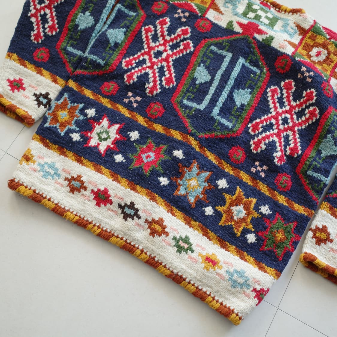 90s 빈티지 에스닉 나바호 아즈텍 핸드메이드 울 가디건 볼리비아(M) 상품이미지9