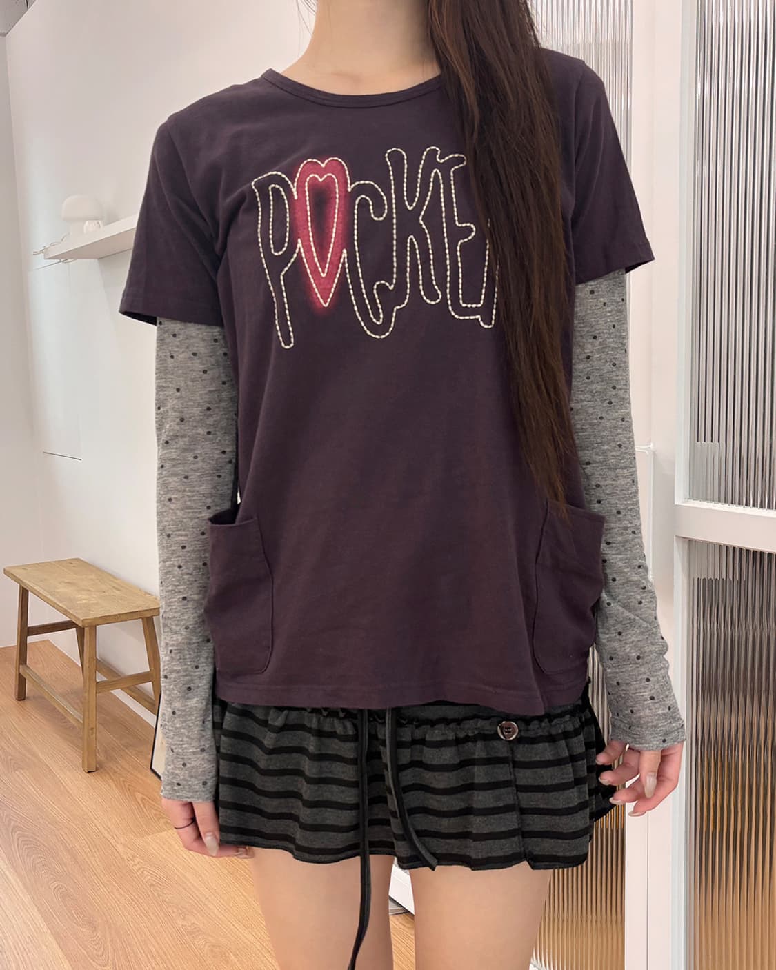 vintage purple two pocket half sleeve t 상품이미지1
