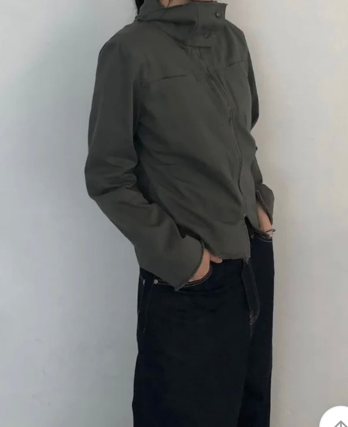 워시드 하이넥 자켓 카키 상품이미지2