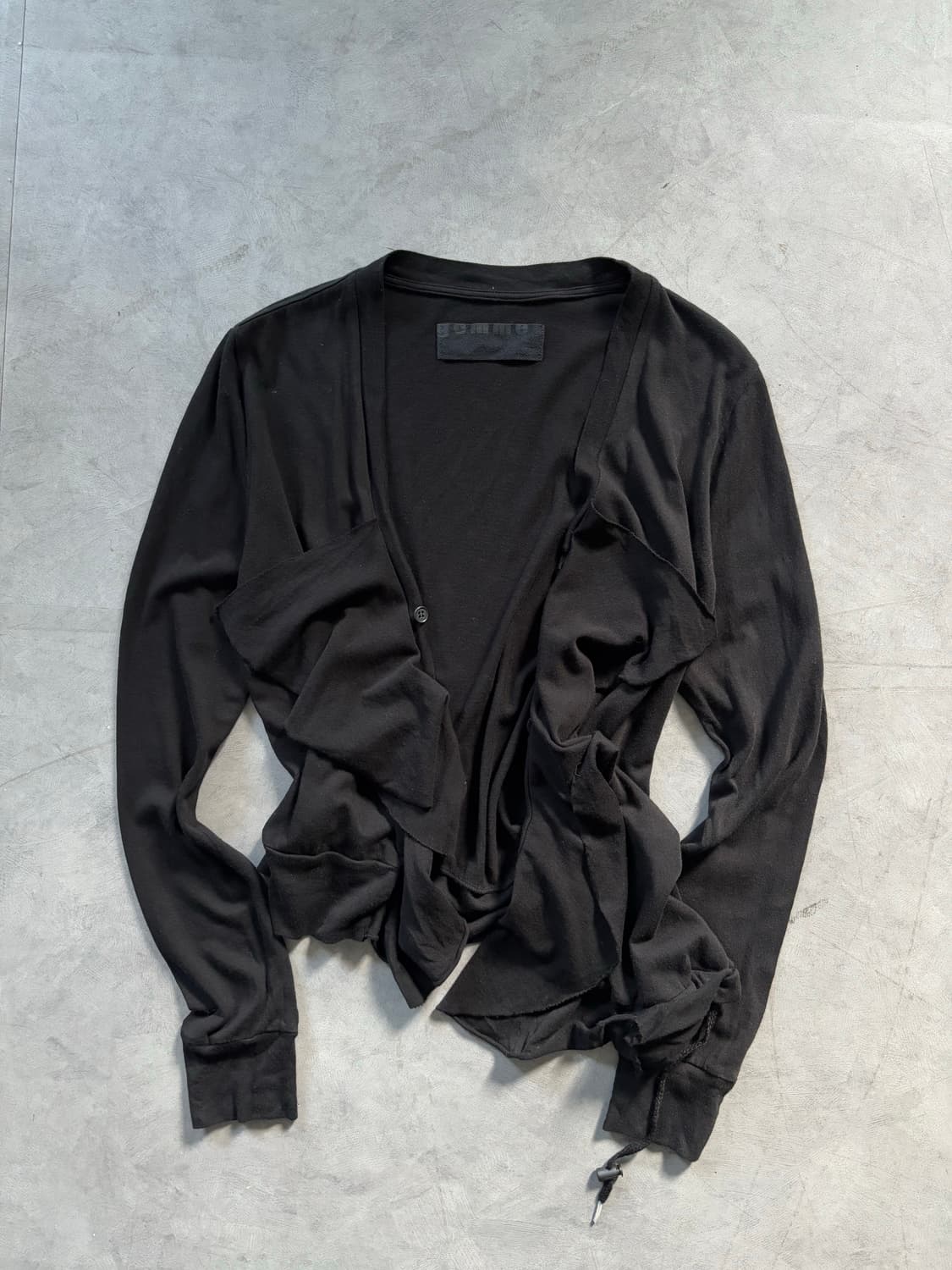 gomme 고무 블랙 프릴 언발 가디건 상품이미지4