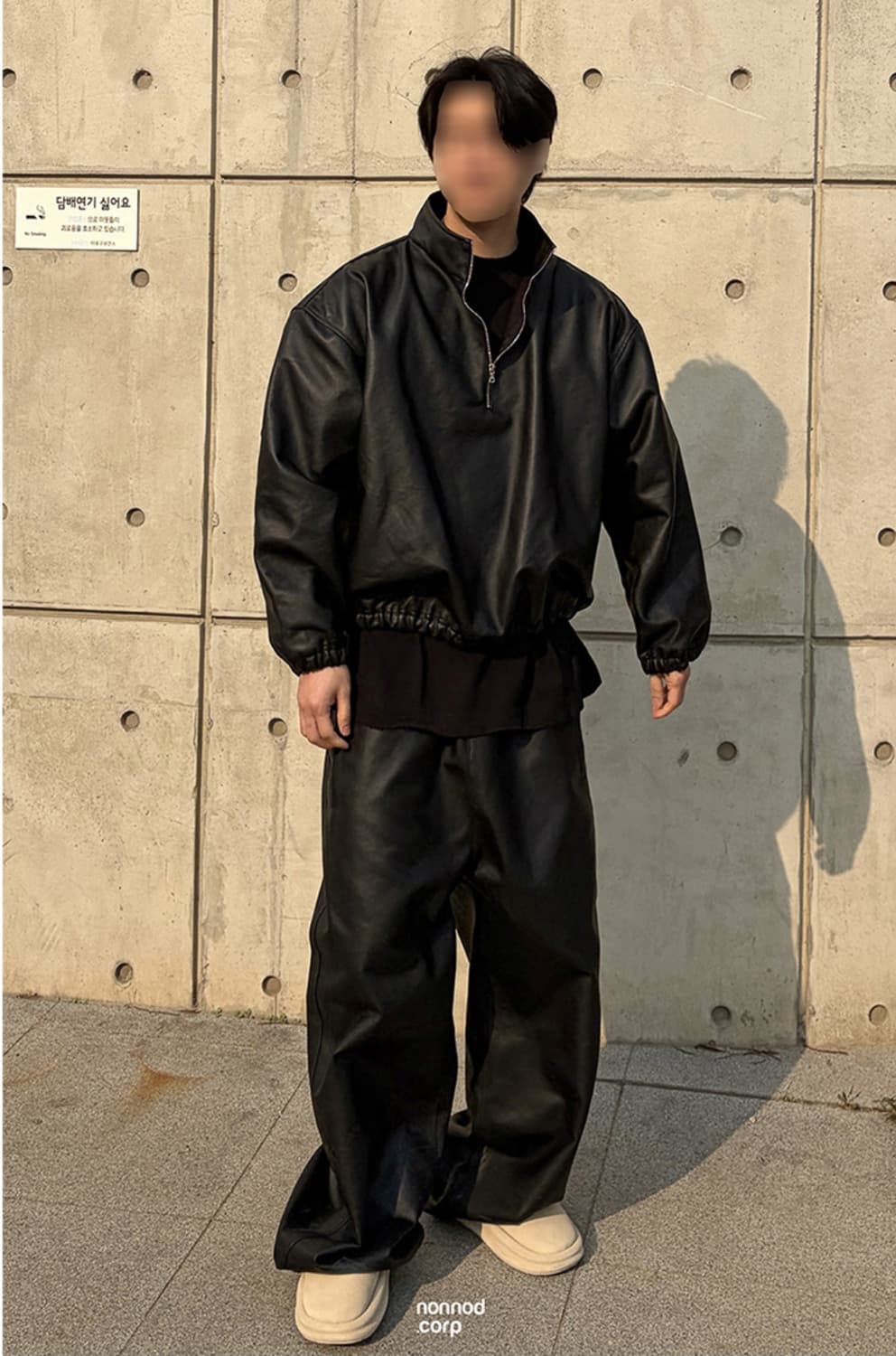 논노드 하프집 코티드 데님 블랙 상품이미지2