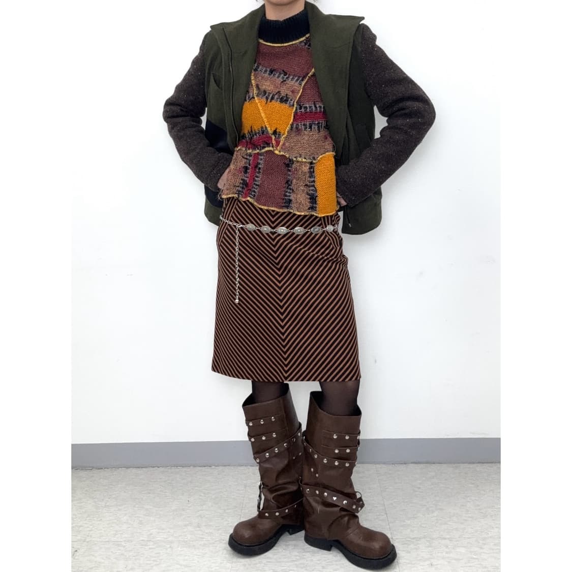 빈티지 카키 하이넥 울 자켓 상품이미지6