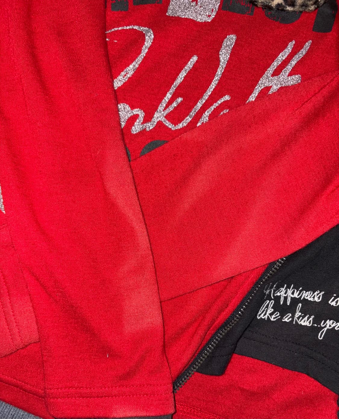빈티지 갸루 y2k 펑크 레드 호피 레터링 포켓 롱슬리브 상품이미지4