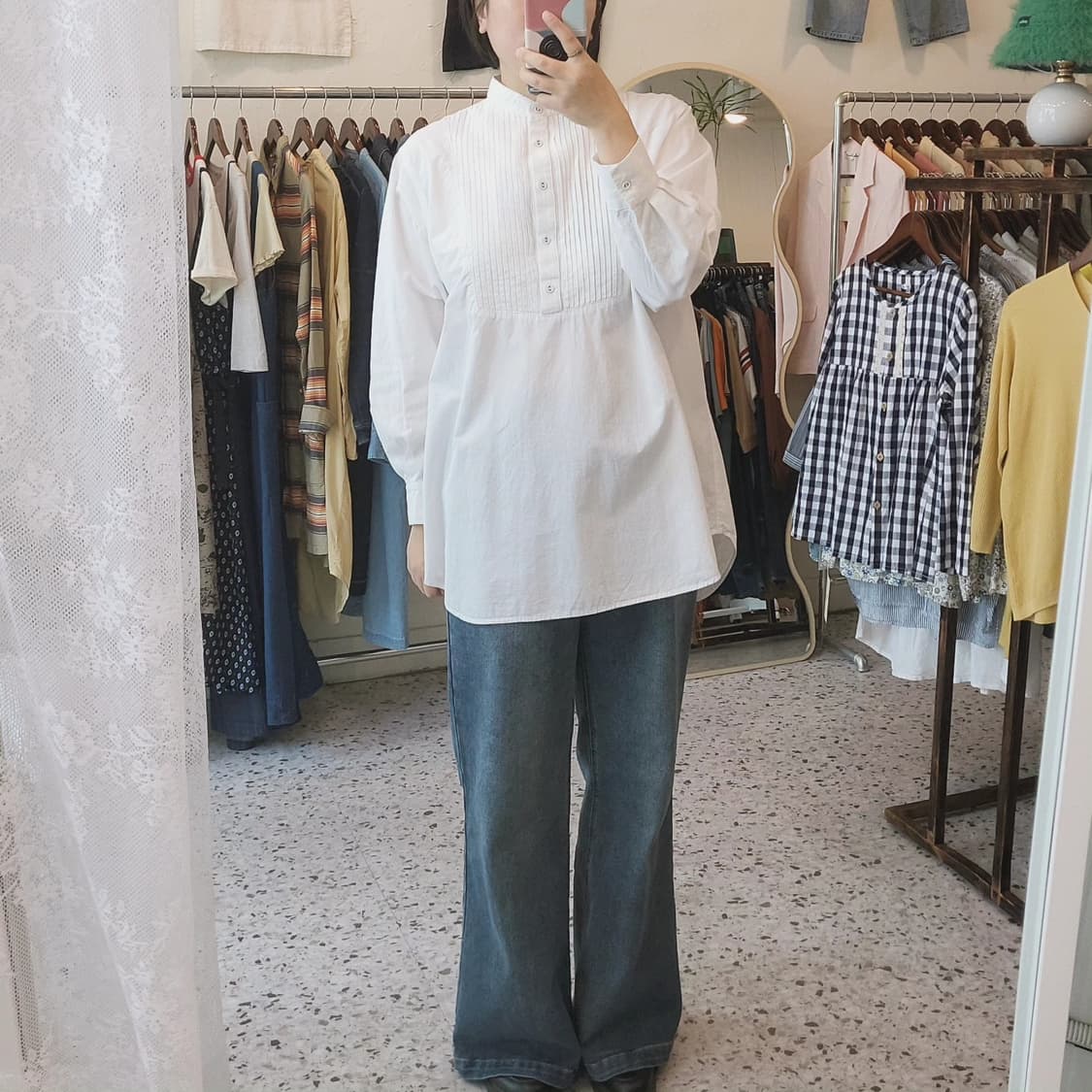 Apres jour mignon 핀턱 화이트 셔츠 상품이미지9