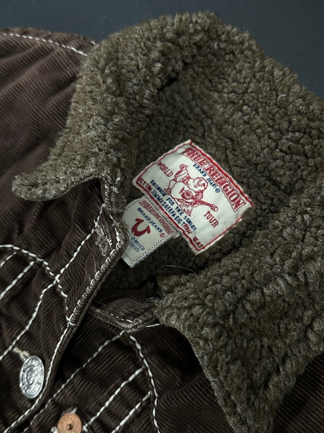 True Religion 브라운 코듀로이 쉐르파 자켓 상품이미지4