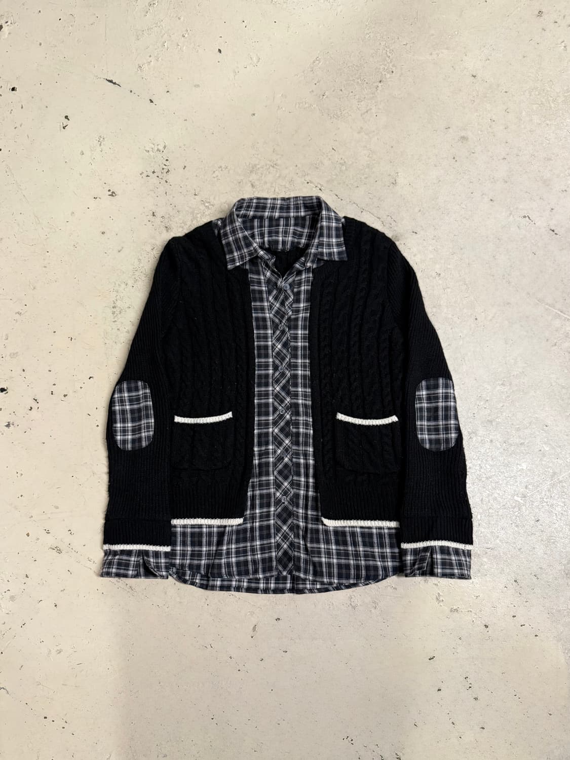 shirt layered elbow patch cardigan 상품이미지4