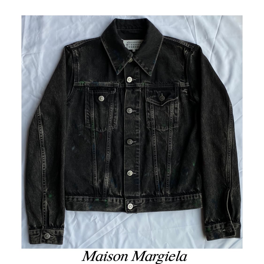 마르지엘라 백스티치 블랙 페이팅 워싱 데님 자켓 아카이브 청자켓 상품이미지1