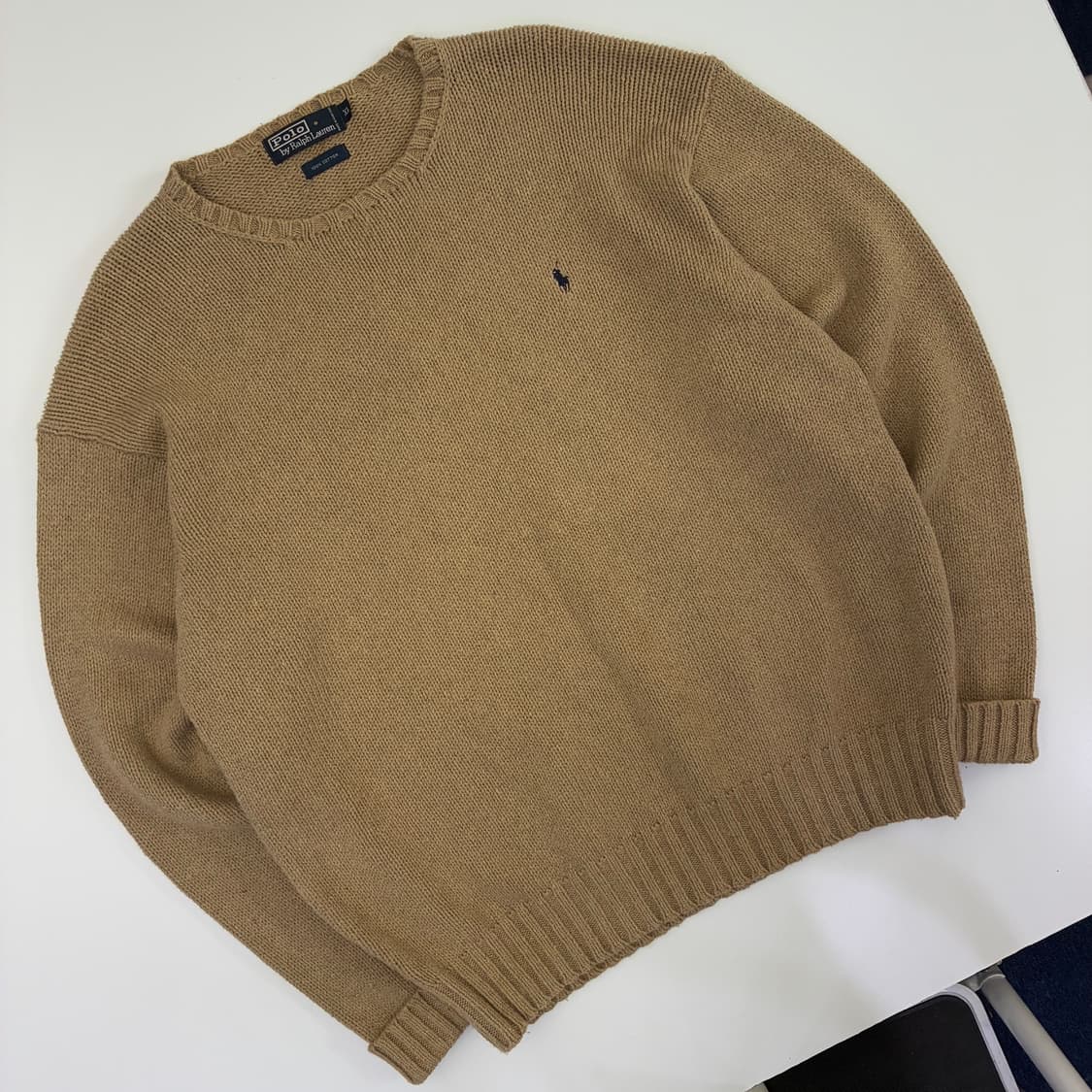 Polo 폴로 랄프로렌 베이지 코튼 라운드 오버핏 니트 상품이미지2