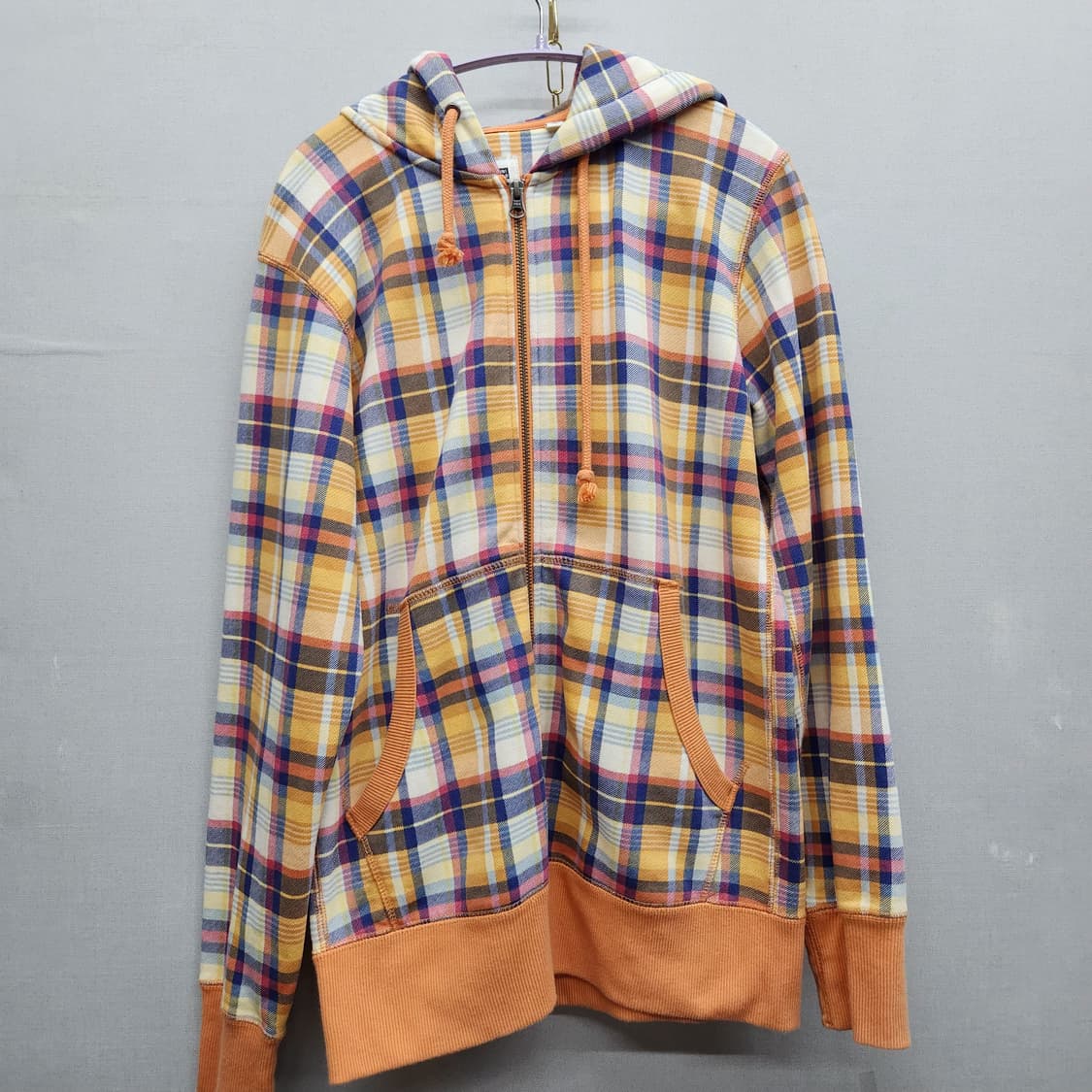유니클로 체크패턴 후드집업 M 상품이미지1
