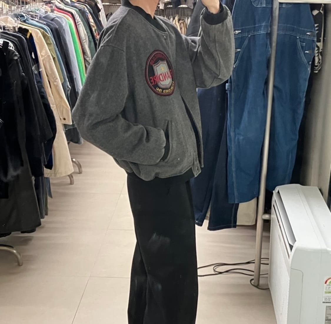 VTG 빈티지 그레이 바시티 자켓 L 상품이미지6