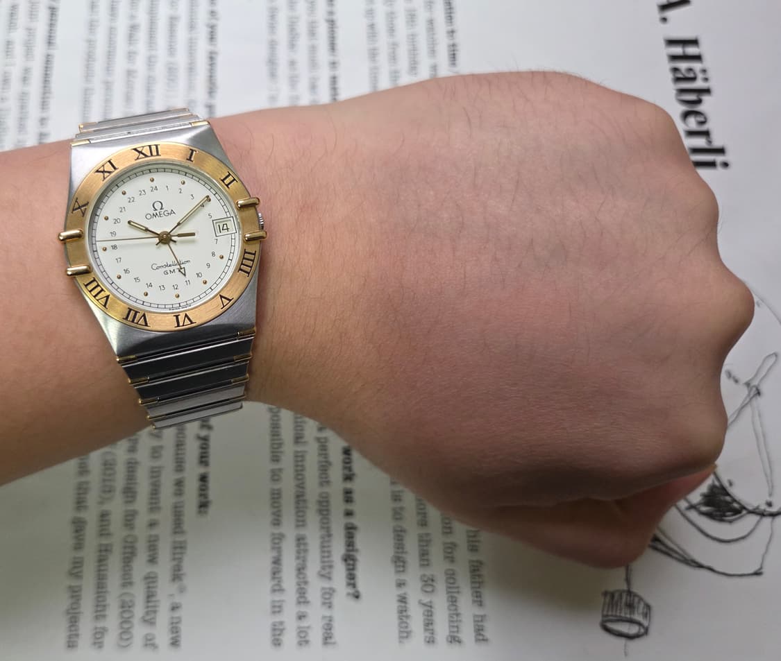 레어] 빈티지 오메가 컨스틸레이션 GMT 화이트판 콤비 하프바 남성용 상품이미지8