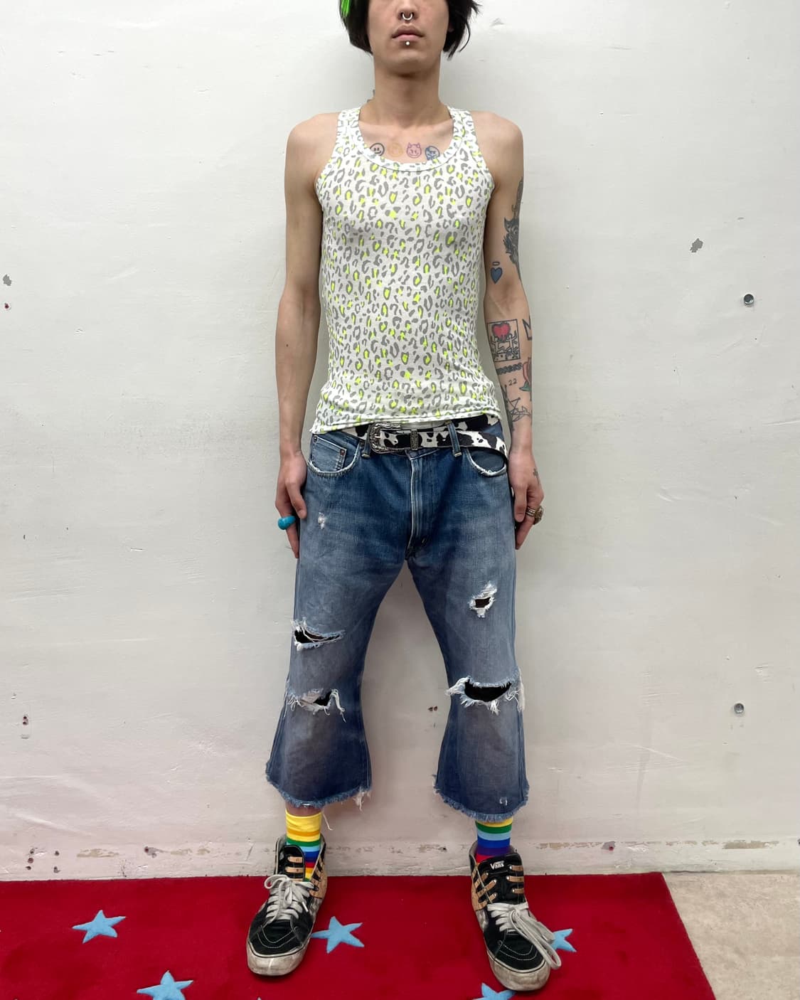 green leopard sleeveless shirt 상품이미지3