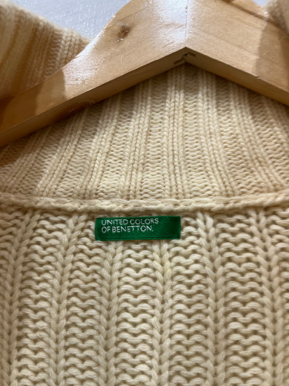 베네통 케이블 울 니트집업 우먼즈 Made in ITALY 상품이미지3