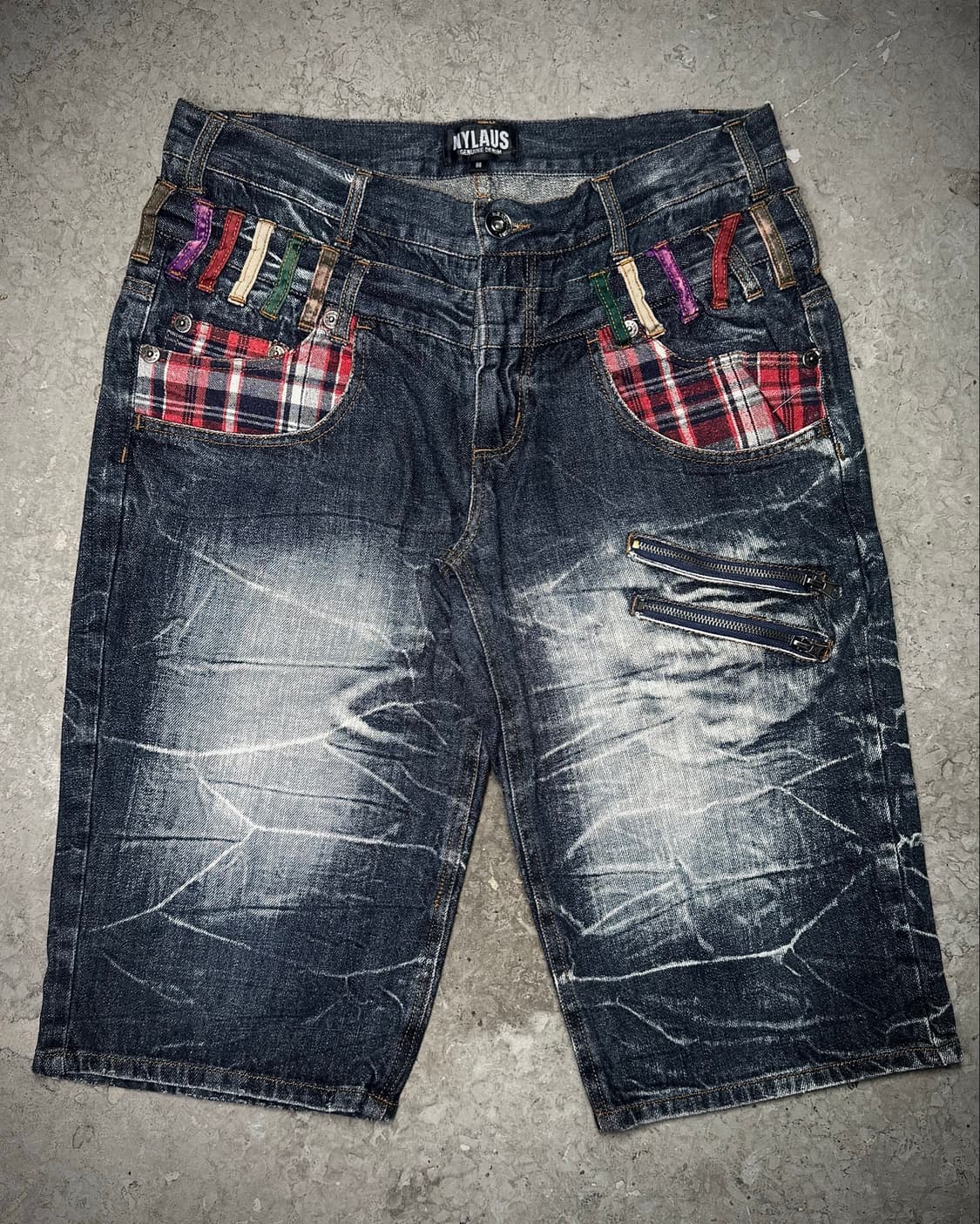 Crushed Check Double Belt Denim Shorts 상품이미지1