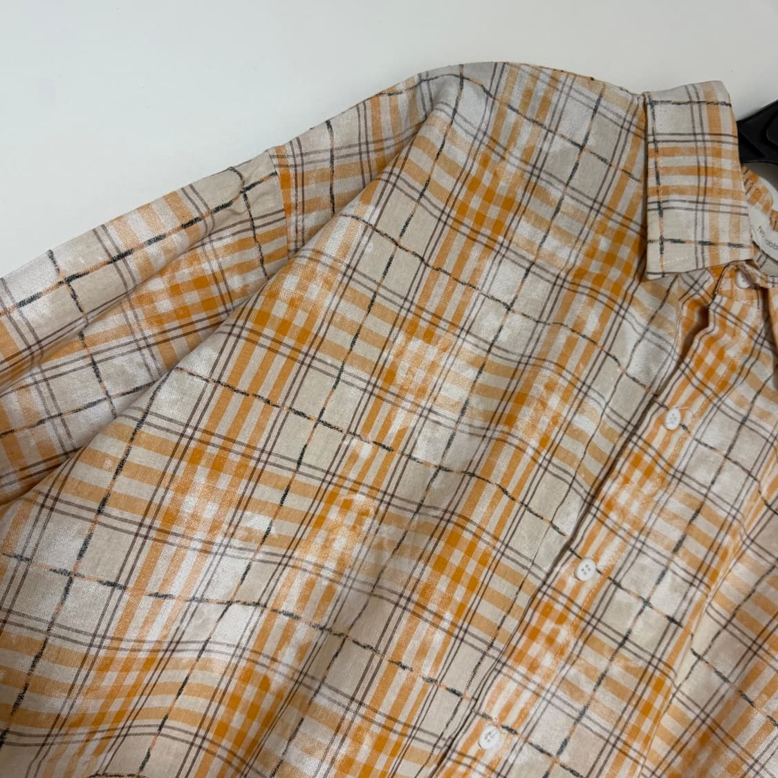 새상품 남자 체크 반팔 셔츠 (오렌지) 상품이미지2
