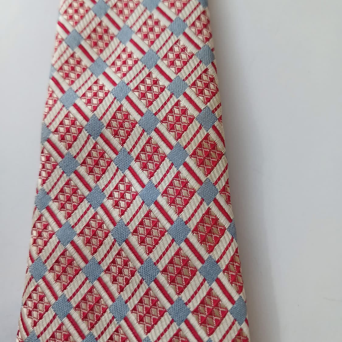 크리스찬 디올 실크 레드 체크 패턴 넥타이 9.2cm B등급 A18830 상품이미지9