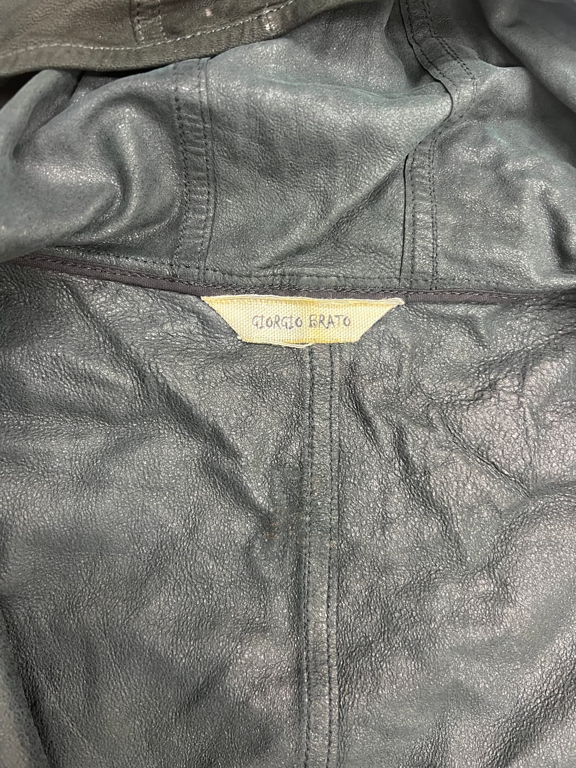 Giorgio brato 씬 램 레더 후드 자켓 상품이미지4