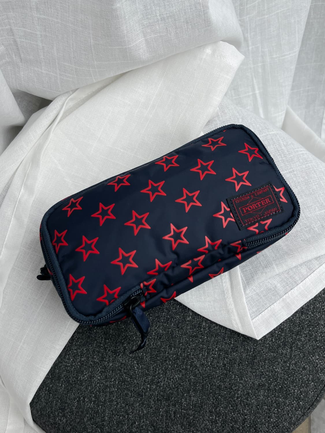 Porter 포터 별 패턴 파우치 네이비 상품이미지1