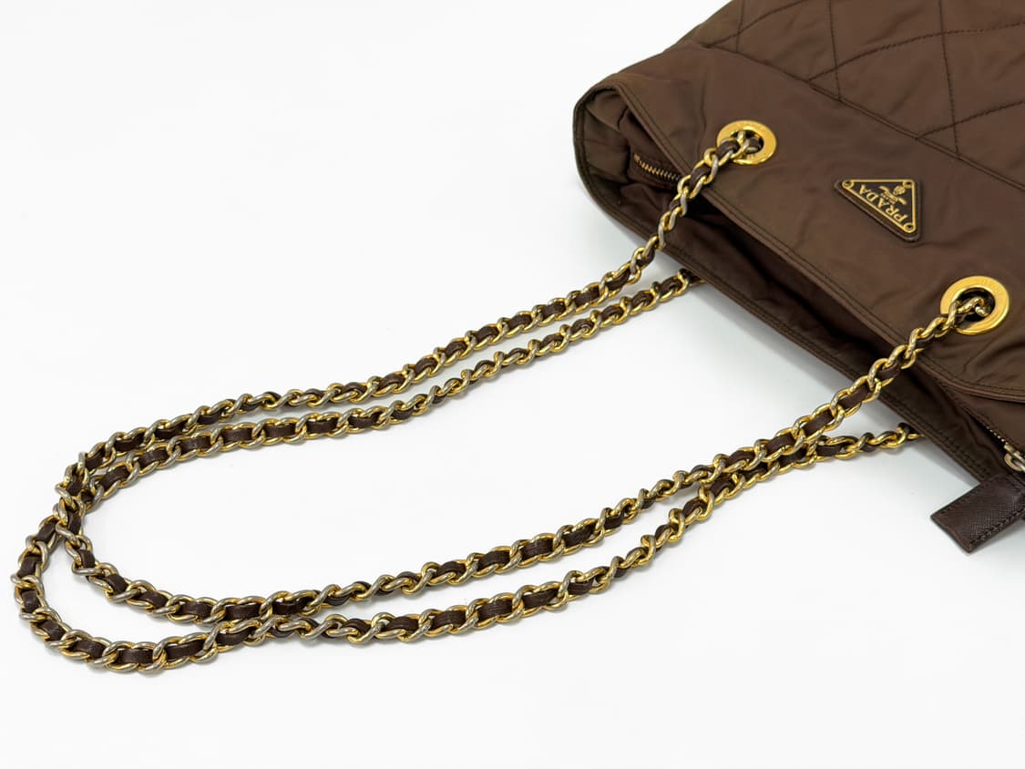 프라다 나일론 퀼팅 체인 숄더백 브라운 상품이미지3