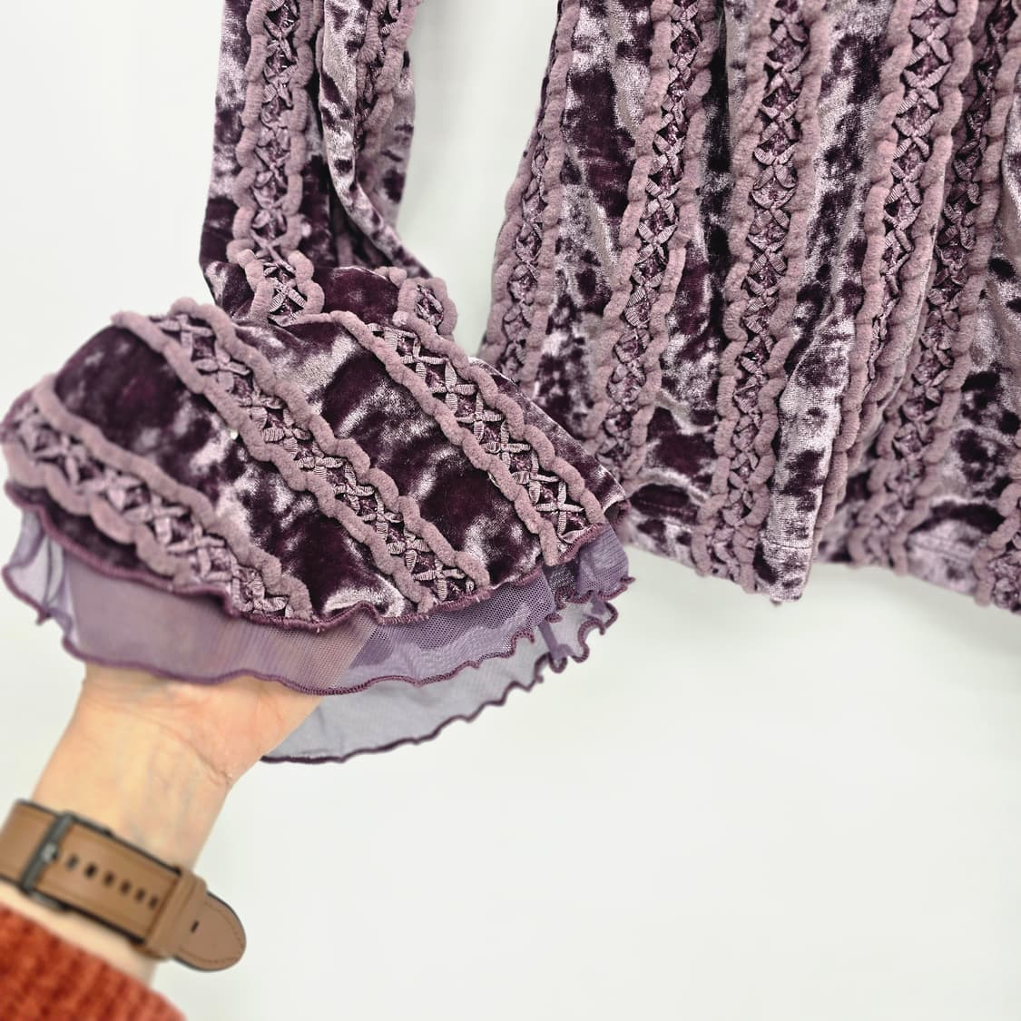 벨벳 레이스 퍼플 블라우스 상품이미지4