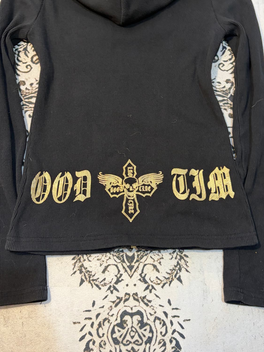 Y2K Punk gold Layered hoodie-zip up 상품이미지7