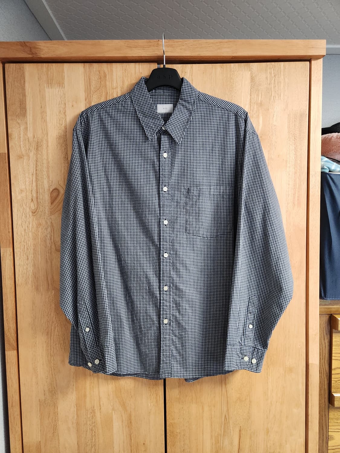 애습 잔잔한 체크 패턴의 올데이 컴피 셔츠 L 상품이미지1