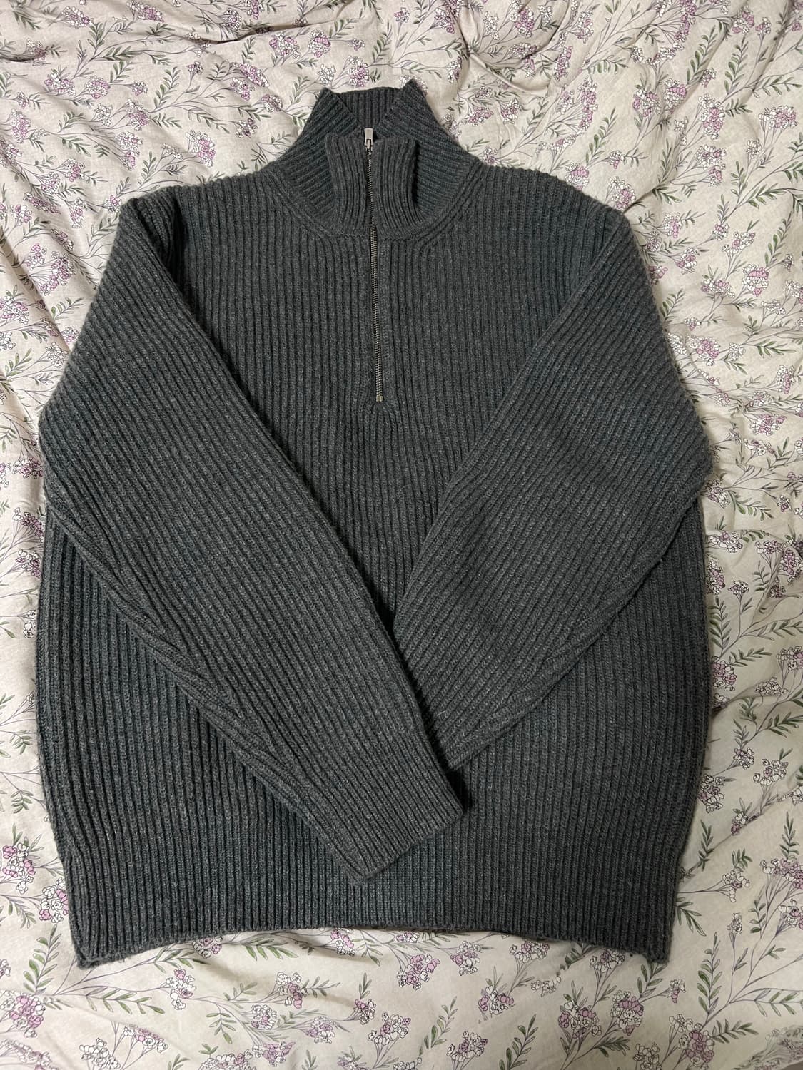 인더로우 하프 집업 니트 그레이 1사이즈 상품이미지1