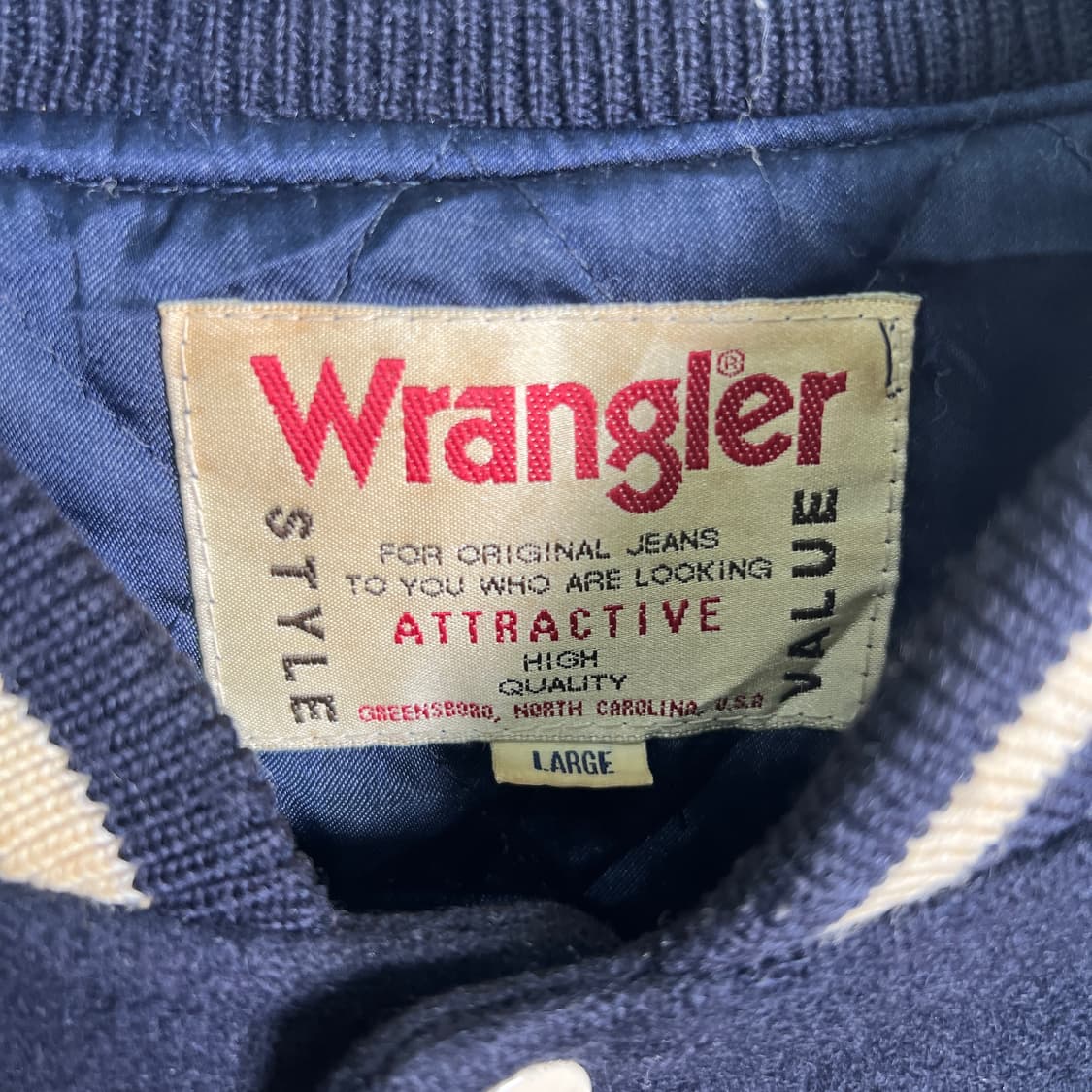 90's 랭글러 카우보이 웨스턴 레더 바시티 자켓 L 상품이미지3