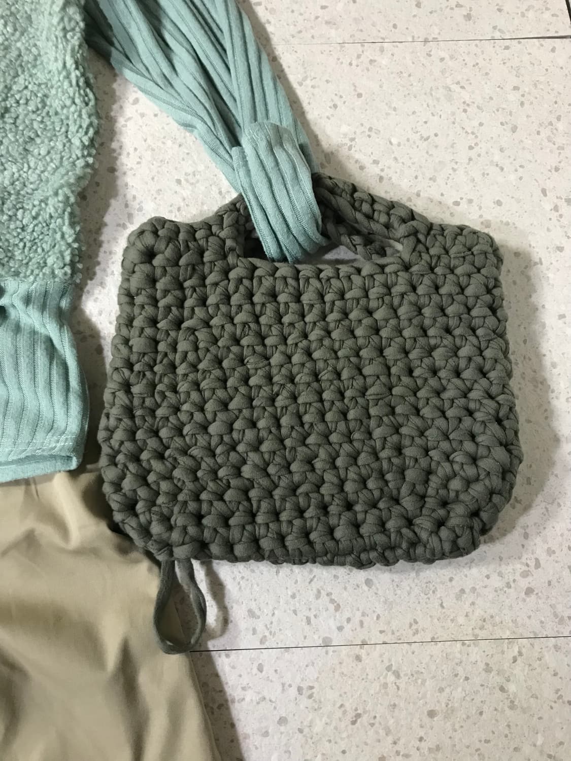 양털 뽀글이 니트 뜨개질 백 카와이룩 ¡ 롱스커트 상품이미지2