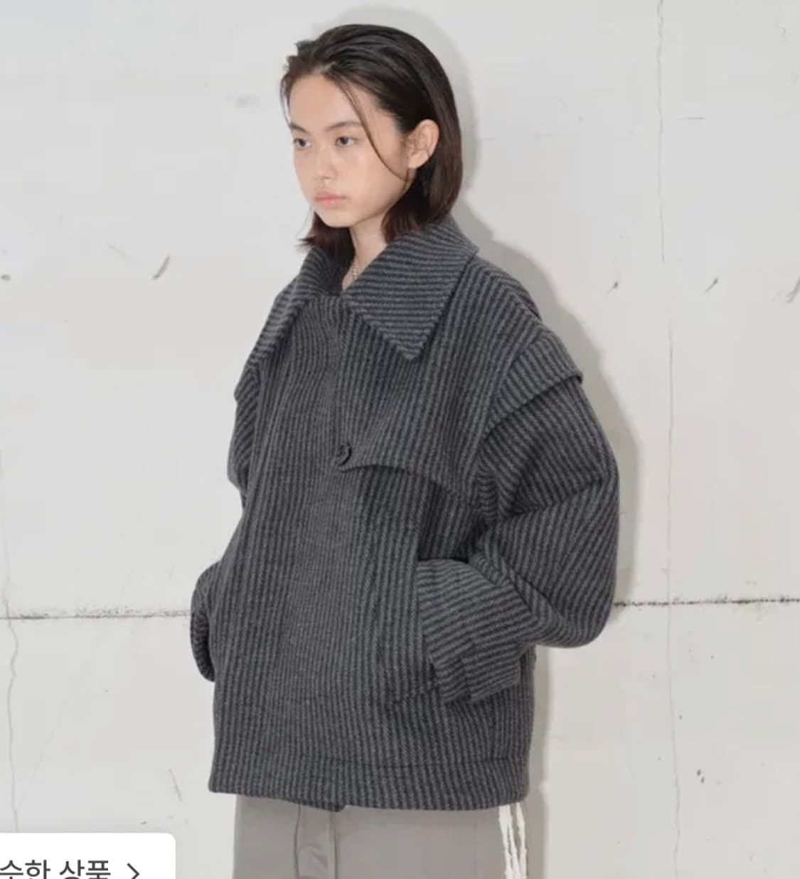 타입서비스 Layered Half Coat Charcoal 상품이미지1