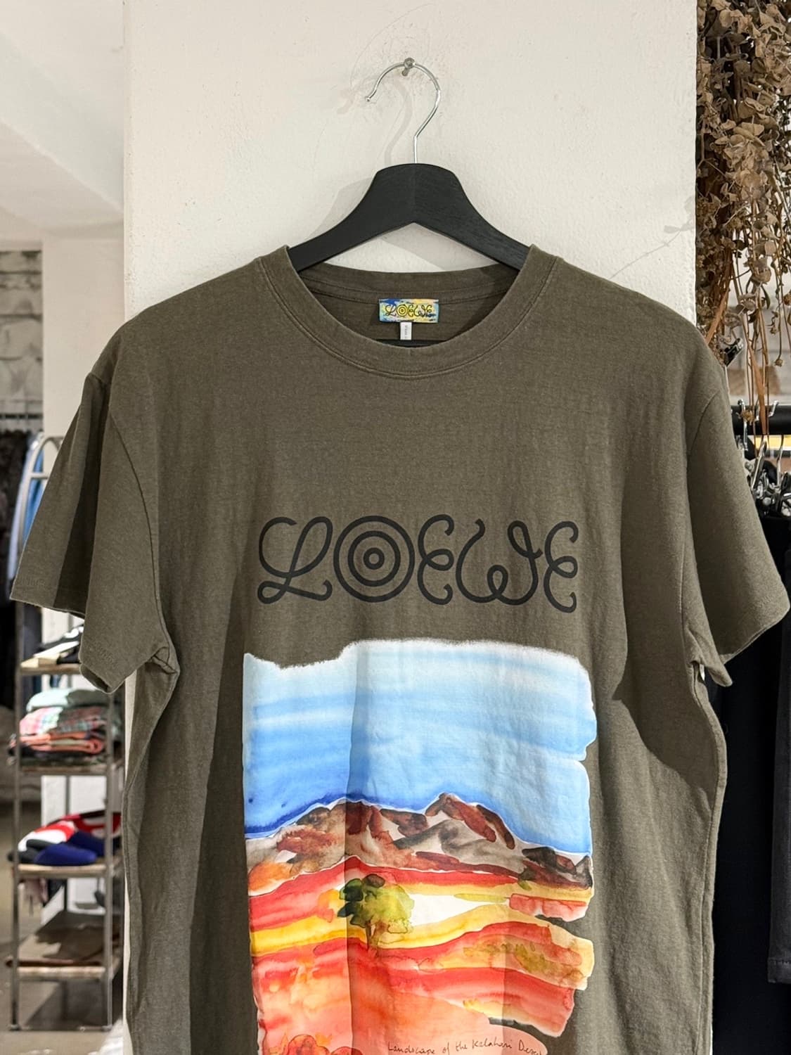 로에베 카키 워터컬러 프린트 하프 슬리브 티셔츠 상품이미지4