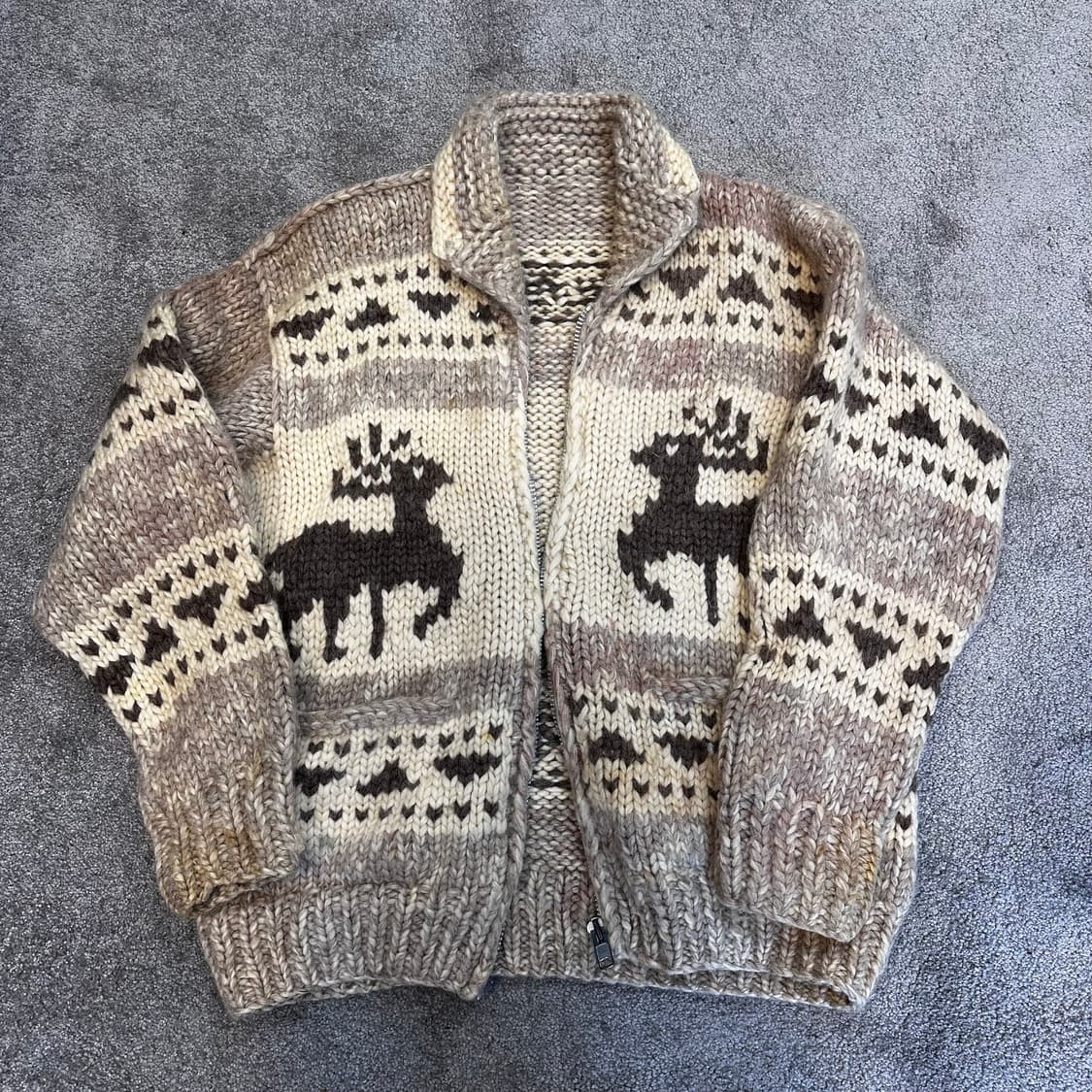 캐나다 베이지핑크 코위찬 헤비울 가디건L 상품이미지7