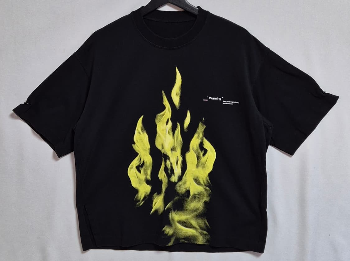 L (100) 시스템 블랙 불꽃 반팔티 상품이미지1