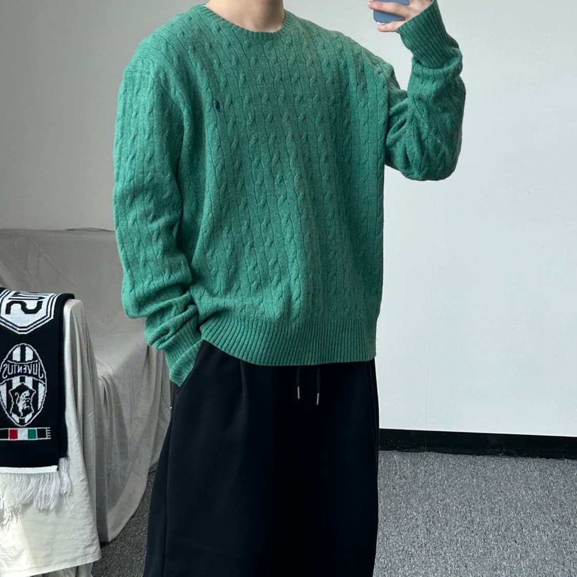 폴로 랄프로렌 램스울 그린 케이블 니트 상품이미지8