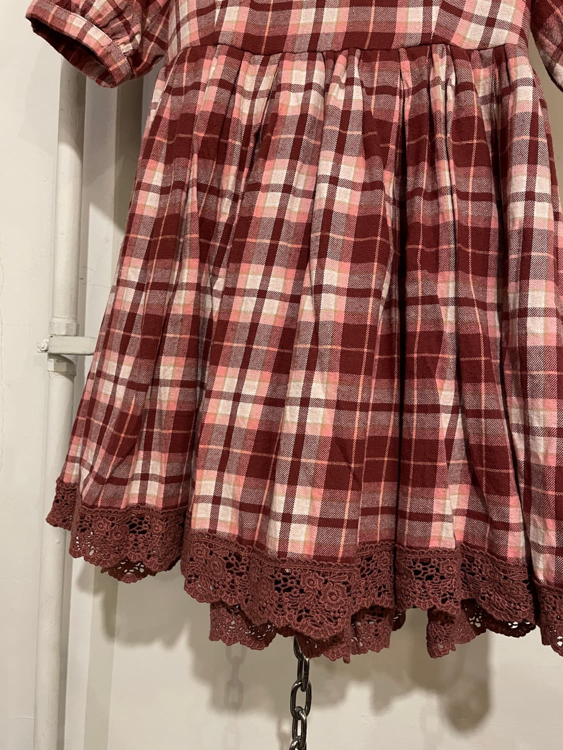 liz lisa 리즈리사 시스루 레드 체크 스트랩 미니 원피스 상품이미지5