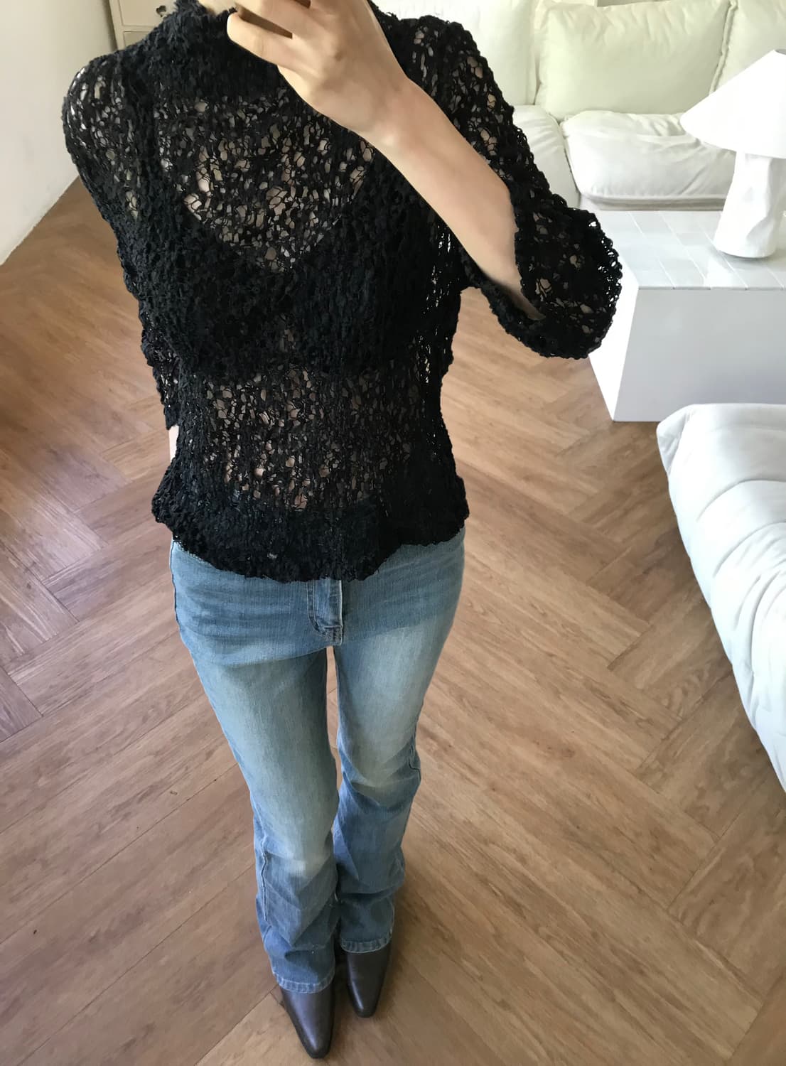 vintage high neck net top 상품이미지7